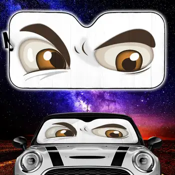 Белый Вызывающий автомобиль с мультяшными глазами Солнцезащитные козырьки на лобовом стекле Аксессуары Декор Подарок