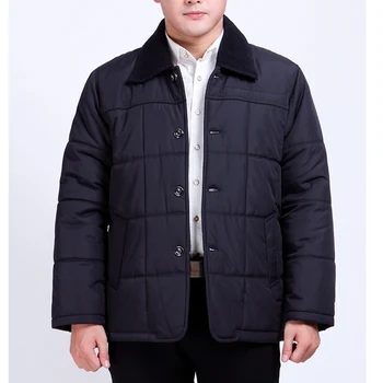 Мужчины среднего и пожилого возраста add fertilization XL зимнее толстое пальто на пуговицах из хлопка papa fat fat guy, теплая хлопчатобумажная куртка 120 кг