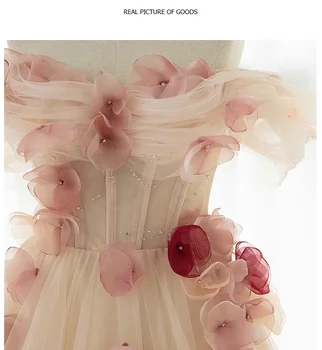 Вечернее платье с французским газовым цветком на одно плечо для ведущего банкета, юбка-пачка для взрослых, одежда для свадебных тостов