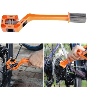 Щетка для чистки велосипедных цепей с двойной головкой, многофункциональный портативный инструмент для чистки цепных передач