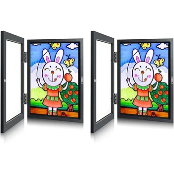 Открывающиеся спереди и сменные дисплеи с картинками для декоративно-прикладного искусства, картин, подвесных картин (черный, 2 упаковки)