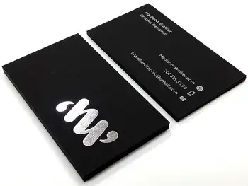 Визитки Carddsgn Silver foi, Напечатанные На Черной Бумажной Фольге Без покрытия 500 гсм На Двусторонней Именной Карточке (Матовое Золото)