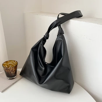 Женская дизайнерская сумка через плечо из мягкой искусственной кожи, однотонная сумка-ведро, женские сумки-тоут большой емкости, пляжная дорожная сумка для покупок