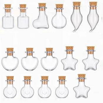 20ШТ Мини-бутылок из прозрачного стекла ручной работы, бутылка для желаний, стеклянная пробковая бутылка, прозрачная целебная, Счастливая, дрейфующая, пустая, крошечная баночка, украшение