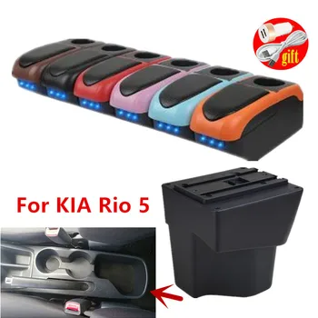 Для KIA Rio 5 Коробка Подлокотника Для KIA RIO 5 Коробка Подлокотника Автомобиля Модернизация интерьера USB подстаканник для зарядки Автомобильные Аксессуары 2012-2023
