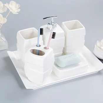 Набор для ванной комнаты из белой керамики в европейском стиле, Набор аксессуаров для ванной комнаты, Набор для мытья посуды/Дозатор лосьона для мыла/Держатель зубной щетки/Мыло