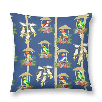 Декоративная подушка Tiki Room Birds in Blue, Рождественская подушка для дома, предметы для украшения комнаты