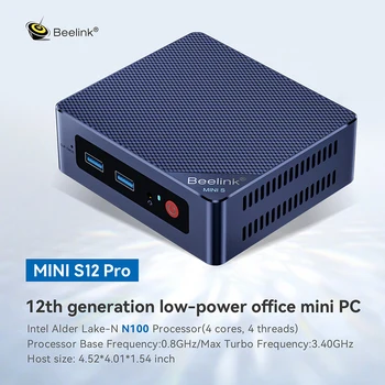 Мини-ПК Beelink Mini S12 Pro 12-го поколения Intel Alder Lake-N N100 16 ГБ DDR4 500 ГБ SSD Wifi6 BT5.2 1000M Настольный Мини-компьютер NVME
