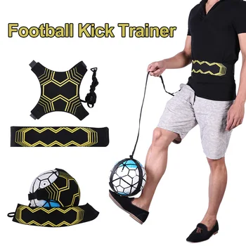 Тренажер для футбольных ударов, Регулируемый Тренажер для тренировки футбольного мяча, Эластичный пояс из нейлоновой ткани, Эластичный Вспомогательный Спортивный Инвентарь для фитнеса.