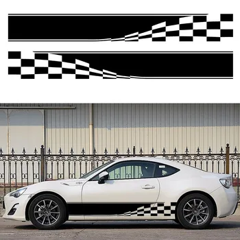 Автомобильный 2x клетчатый флаг (по одному с каждой стороны) Авто Графическая наклейка Виниловая наклейка для гоночного мини-кузова грузовика в полоску