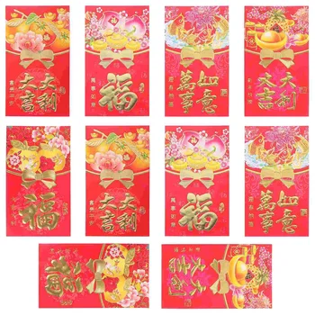 50 шт Новогодних денег - бонус В виде красного бумажного кошелька в конвертах в китайском стиле 2024 года выпуска.