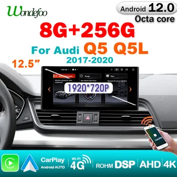 Беспроводной CarPlay 8 Core Android 12 Автомобильный Радиоприемник Мультимедийный Экран плеер GPS Для Audi Q5 2017-2020 Авто Стерео Google 4G авторадио