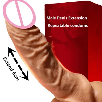 Высокоэластичные многоразовые презервативы, удлинитель пениса, рукав для задержки эякуляции, презерватив для члена 18 +, секс-игрушки для мужчин, секс-шоп интимных товаров