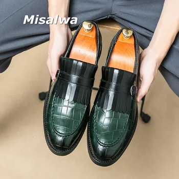 Misalwa/ Мужские туфли-оксфорды на плоской подошве без шнуровки, Полуофициальные Повседневные деловые Свадебные туфли, Модельные туфли Большого размера, Мужские лоферы Morden