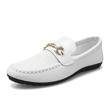 Мужские лоферы, мужская повседневная обувь для вождения, мужская обувь в британском стиле с круглым носком, амортизирующая обувь из воловьей кожи, деловая обувь в горошек