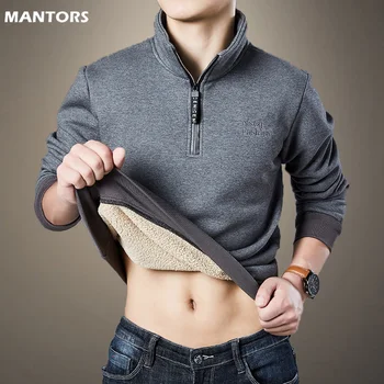 Зимняя мужская толстовка, толстые флисовые толстовки, мужской пуловер с вышивкой, 65% хлопок, высококачественная мужская толстовка-поло в деловом стиле