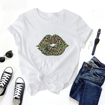 Хлопковая футболка с коротким рукавом с леопардовым рисунком для губ Y2k, топовая одежда в стиле гранж, винтажные футболки с графическим рисунком в стиле харадзюку, эстетика