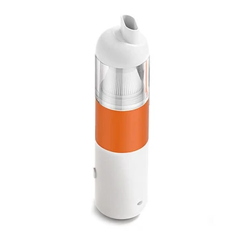 Автомобильный пылесос Портативный ручной пылесос Mini для автомобиля Беспроводной пылеуловитель с циклонным всасыванием (белый оранжевый)
