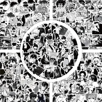 60шт Черно-белая Аниме-наклейка JOJO Stickers Conan Stickers Мультяшные наклейки Школьные принадлежности Декор чехла для ноутбука и телефона
