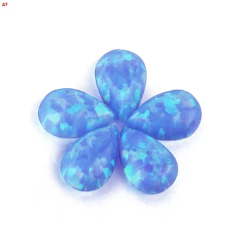 Водно-голубой драгоценный камень Груша кабошон с плоским дном синтетический опал OP06