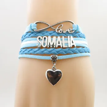 Браслет Love Somalia С Сердечком-Талисманом, Сомали, Женские И Мужские Кожаные Браслеты и Бижутерия