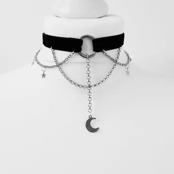 Бархатная цепочка на ключицу Модное ожерелье Луна Изысканное И эстетичное Простое ожерелье с подвеской для милой девушки