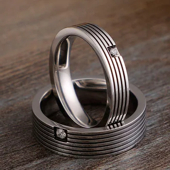 Модные обручальные кольца с кубическим Цирконием Парные кольца для женщин мужчин Серебристого цвета из нержавеющей стали Alliance Jewelry