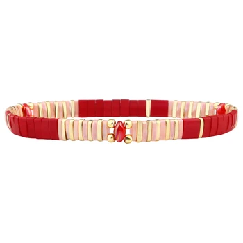 Женский браслет-оберег красного цвета KELITCH, браслеты из радужных бусин Tila, Красочные обертывания ручной работы, Эластичные браслеты