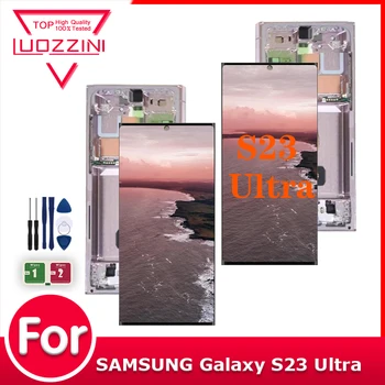 AMOLED Для SAMSUNG Galaxy S23 Ultra Сенсорный Экран Дисплей Для Samsung S23 ultra SM-S918B ЖК-Запасные Части С отпечатками пальцев