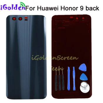 Для Huawei Honor 9 STF-L09 STF-AL00 STF-AL10 STF 3D Стеклянная Задняя Крышка Задняя Стеклянная Крышка Батарейного Отсека Корпус корпуса с Клейкой Наклейкой