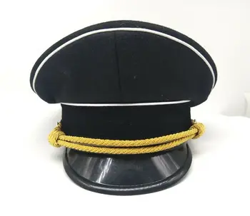. Немецкая элитная офицерская шляпа времен Второй мировой войны WW2, Военная кепка, Черная Трубка для подбородка, Коллекция Золотых шнуров, ВОЕННЫЕ РЕКОНСТРУКЦИИ