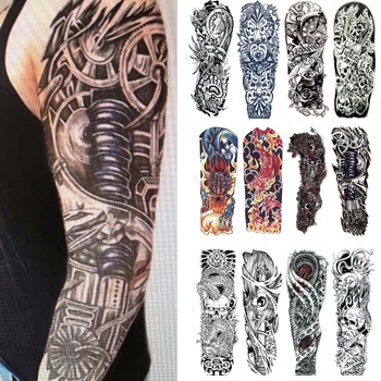 Новейшие водонепроницаемые временные наклейки на всю руку, боди-арт, поддельные наклейки с татуировками, стойкая крутая татуировка