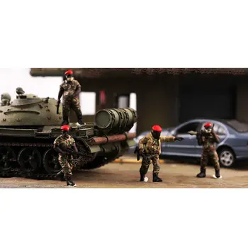 Масштабная модель 1/72 Африканская армия 4 Фигурки солдат правительственных сил Макет военной сцены Военный Миниатюрный солдат Кукла из смолы