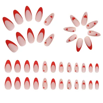 Французские Красные Кончики Миндальных Накладных Ногтей, Нежные по отношению к Натуральным Ногтям для Женщин для Декоративных Аксессуаров Для Ногтей DIY