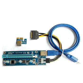 2ШТ VER006C PCI-E Riser Card PCIE От 1X До 16X Удлинитель 60 СМ Кабель USB 3.0 От SATA До 6Pin Шнур Питания Для Майнинга GPU