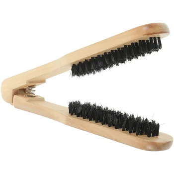 Щетка для волос с зажимом-Деревянная щетка для распутывания волос, инструмент для укладки волос, двусторонняя заколка для расчески (коричневая)