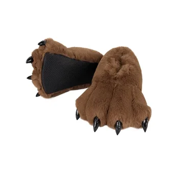 Милые плюшевые осенне-зимние мужские и женские противоскользящие теплые сумки и хлопчатобумажная обувь с изображением медвежьей лапы из мультфильма и хлопчатобумажной обуви