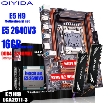 Комплект материнской платы QIYIDA X99 E5H9 LGA2011 3 комплекта с процессором Xeon E5 2640 V3 16 ГБ (2*8G) DDR4 M-ATX NVME M.2