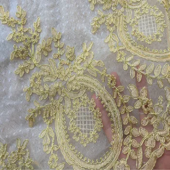 Свадебное платье из золотой автомобильной кости, кружевная ткань, украшение для фаты невесты, ширина 29 см, 3 штуки/лот