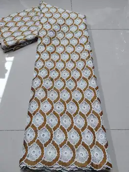2023 ЗОЛОТИСТО-БЕЛОЕ гипюровое кружево, мягкая, приятная для кожи Африканская шнуровая ткань с вышивкой в Нигерийском стиле для вечернего платья YYZ139