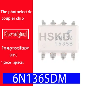 5 ШТ новый оригинальный точечный патч 6N136sdm SOP-8 фотоэлектрический соединитель с микросхемой Logic IC Output Optocoupler, 1 Элемент, Изоляция 5000 В