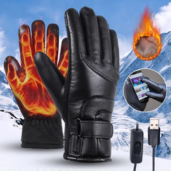 USB Теплые перчатки с подогревом для рук, сенсорный экран, USB Перчатки с электрическим подогревом, ветрозащитные, постоянная температура для пеших прогулок, катания на лыжах
