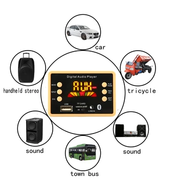 Новый Bluetooth 5.0 Беспроводной MP3 WMA Декодер Плата Аудиомодуля Поддержка USB TF AUX FM Функция эквалайзера Аудио Радио Автомобильные аксессуары