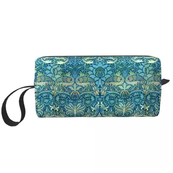 Дорожная Текстильная сумка William Morris с Павлином и Драконом для туалетных принадлежностей Kawaii Floral Textile Для макияжа Коробка для хранения косметики Dopp Kit Box