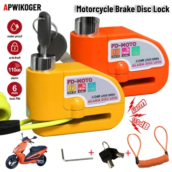 110 ДБ Замок сигнализации дискового тормоза колеса мотоцикла-скутера Из алюминиевого сплава, защита от кражи, напоминание о веревке, запирающаяся сумка, запасной ключ