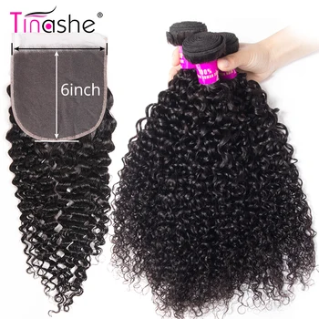 Волосы Tinashe 6x6 Кружевная Застежка С Закрытием Вьющиеся Пучки С Закрытием Remy Бразильские Человеческие Волосы Плетение 3 Пучка С Закрытием