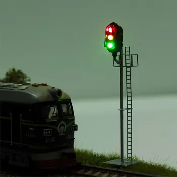 Модель железнодорожного сигнального фонаря в масштабе 1/87 HO в высоту, макет сцены железнодорожного пути, светофор, макет поезда, миниатюрный ландшафт песочного стола