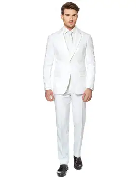 Мужские 2 шт. костюм одной кнопки Нотч официальных Solid свадебный смокинг куртка и штаны