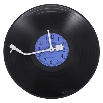 Кварцевые Круглые Настенные часы в стиле ретро, Художественный Дизайн, Кухня, гостиная, Часы с виниловой пластинкой, Синий + черный пластик