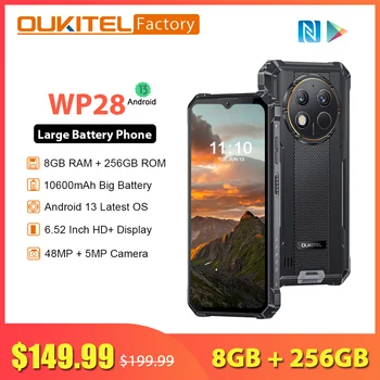 OUKITEL WP28 6,52-дюймовый дисплей, 8 ГБ 256 ГБ 10600 мАч, камера Android 13 48 Мп